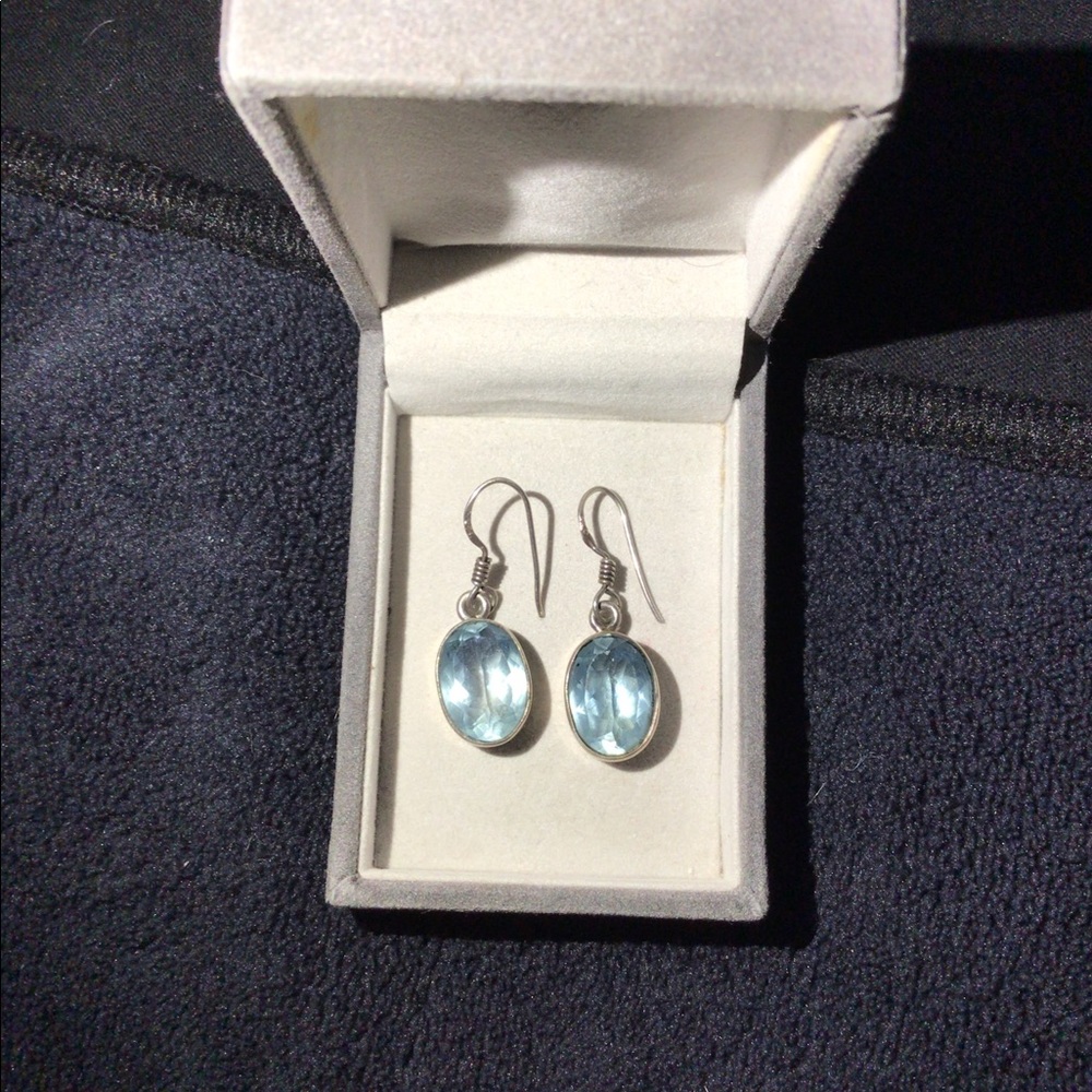 925 Silver Aqua marine dangle earrings 🐬